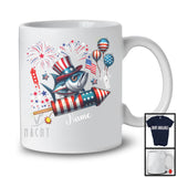 Personalized Tuna Riding Firecracker, Lovely 4th Of July USA Flag Custom Name, Fish Sea Animal T-Shirt