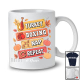 Personalized Turkey Boxing Nap Repeat; Amusing Thanksgiving Custom Name Boxing Player T-Shirt