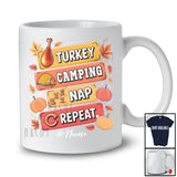 Personalized Turkey Camping Nap Repeat; Amusing Thanksgiving Custom Name Camper T-Shirt