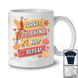 Personalized Turkey Fishing Nap Repeat; Amusing Thanksgiving Custom Name Fisher T-Shirt