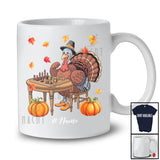 Personalized Turkey Playing Chess; Awesome Thanksgiving Fall Leaves Custom Name Player T-Shirt