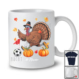 Personalized Turkey Playing Footgolf; Awesome Thanksgiving Fall Leaves Custom Name Player T-Shirt