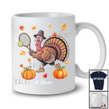 Personalized Turkey Playing Tennis; Awesome Thanksgiving Fall Leaves Custom Name Player T-Shirt