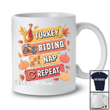 Personalized Turkey Riding Nap Repeat; Amusing Thanksgiving Custom Name Rider T-Shirt