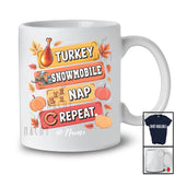 Personalized Turkey Snowmobile Nap Repeat; Amusing Thanksgiving Custom Name Snowmobile T-Shirt