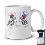 Personalized Two Skeleton Hands On Fireworks; Amazing 4th of July Custom Name Women Family T-Shirt