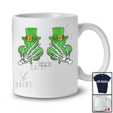 Personalized Two Skeleton Hands On Shamrocks; Amazing St. Patrick's Day Custom Name Women Family T-Shirt