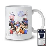 Personalized US Flag Dachshund Corgi Pug Sunglasses; Lovely 4th Of July Custom Name Patriotic T-Shirt