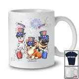 Personalized US Flag Dalmatian Corgi Pug Sunglasses; Lovely 4th Of July Custom Name Patriotic T-Shirt