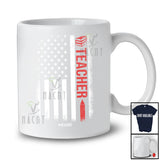 Personalized USA American Flag Vintage Teacher; Joyful 4th Of July Custom Name Patriotic T-Shirt