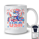 Personalized USA; Amazing 4th Of July Custom Name Unicorn Gamer Video Game Controller; Patriotic T-Shirt