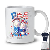 Personalized USA; Fantastic 4th Of July Latte Glasses; Custom Name Latte Lover Patriotic T-Shirt