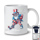 Personalized Uncle Sam Playing Hockey; Joyful 4th Of July Custom Name Player Team; Patriotic T-Shirt