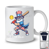 Personalized Uncle Sam Playing Softball; Joyful 4th Of July Custom Name Player Team; Patriotic T-Shirt