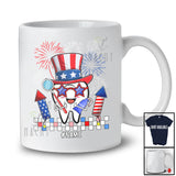 Personalized Uncle Sam Tooth Sunglasses; Proud 4th Of July Firework; Custom Name Dental Dentist T-Shirt