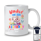 Personalized Under The Sea Birthday Girl; Lovely Custom Name Axolotl Flowers; Family Group T-Shirt