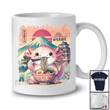 Personalized Vintage Axolotl Eating Ramen; Awesome Custom Name Kawaii Axolotl; Japanese Anime T-Shirt
