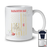 Personalized Vintage Badminton Dad Definition; Joyful Father's Day US Flag Custom Name Player T-Shirt