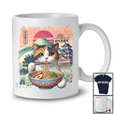 Personalized Vintage Cat Eating Ramen; Awesome Custom Name Kawaii Cat; Japanese Anime T-Shirt