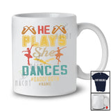 Personalized Vintage He Plays She Dances Dad; Proud Father's Day Custom Name Saxophone Player T-Shirt