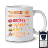 Personalized Vintage Hockey Turkey Nap Repeat; Joyful Thanksgiving Custom Name Hockey Player T-Shirt