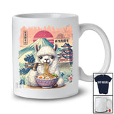 Personalized Vintage Llama Eating Ramen; Awesome Custom Name Kawaii Llama; Japanese Anime T-Shirt