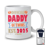Personalized Vintage Official Daddy Of Twins 2025; Joyful Father's Day Pregnancy; Custom Name Family T-Shirt