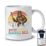 Personalized Vintage Retro Bigfoot Stole My Baseball Ball; Joyful Sasquatch Custom Name Player T-Shirt