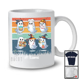 Personalized Vintage Retro Boo Ghost Cooking; Cute Halloween Lunch Lady Custom Name T-Shirt