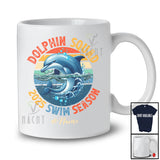 Personalized Vintage Retro Dolphin Squad 2025 Swim Season; Lovely Custom Name Swimming T-Shirt