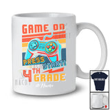 Personalized Vintage Retro Game On 4th Grade; Proud Back To School First Day Custom Name Gamer T-Shirt