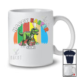 Personalized Vintage Retro Happy Easter; Joyful Custom Name Bunny T-Rex Eggs Basket Hunt T-Shirt