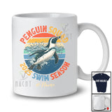 Personalized Vintage Retro Penguin Squad 2025 Swim Season; Lovely Custom Name Swimming T-Shirt