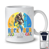 Personalized Vintage Retro Rock Your Socks; Proud Down Syndrome Custom Name Ribbon Bigfoot T-Shirt
