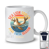 Personalized Vintage Retro Sea Lion Squad 2025 Swim Season; Lovely Custom Name Swimming T-Shirt