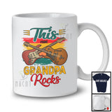 Personalized Vintage Retro This Grandpa Rocks, Joyful Father's Day Custom Name Bass Guitar Player T-Shirt