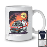 Personalized Vintage Skeleton Driving Ambulance; Awesome Halloween Custom Name Driver T-Shirt