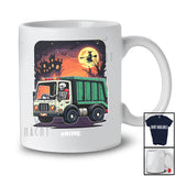 Personalized Vintage Skeleton Driving Garbage Truck; Awesome Halloween Custom Name Driver T-Shirt