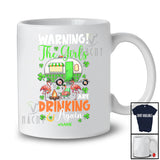 Personalized Warning Girls Are Drinking Again; Lovely St. Patrick's Day Custom Name Flamingo Camping T-Shirt