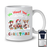 Personalized We Woof You A Merry Christmas; Lovely Plaid Bull Terriers Custom Name T-Shirt