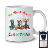 Personalized We Woof You A Merry Christmas; Lovely Plaid Dobermanns Custom Name T-Shirt