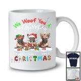 Personalized We Woof You A Merry Christmas; Lovely Plaid French Bulldogs Custom Name T-Shirt