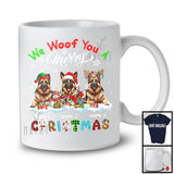 Personalized We Woof You A Merry Christmas; Lovely Plaid German Shepherds Custom Name T-Shirt
