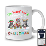 Personalized We Woof You A Merry Christmas; Lovely Plaid Pit Bulls Custom Name T-Shirt