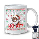 Personalized Where's My Ho At; Amusing Christmas Sweater Custom Name Afro Santa Face; Couple T-Shirt