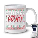 Personalized Where's My Ho At; Amusing Christmas Sweater Custom Name Santa; Adult Couple T-Shirt