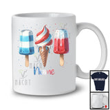 Personalized White Blue Red Ice Cream, Adorable 4th Of July Custom Name Patriotic Squad T-Shirt