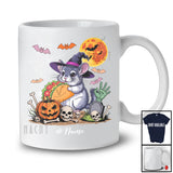 Personalized Witch Chinchilla Holding Taco; Humorous Halloween Custom Name Lunch Lady Chef T-Shirt