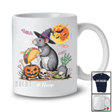 Personalized Witch Rat Holding Taco; Humorous Halloween Custom Name Lunch Lady Chef T-Shirt