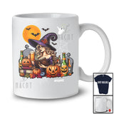 Personalized Witch Reading Book Drinking Beer; Horror Halloween Custom Name Teacher Librarian T-Shirt